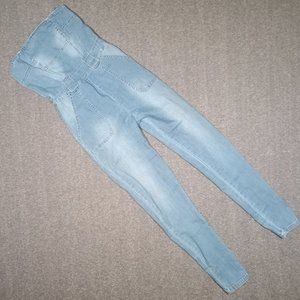 Women's MEBON Size S Strapless Jumpsuit Medium Wash Slim StretchFading Zip Back